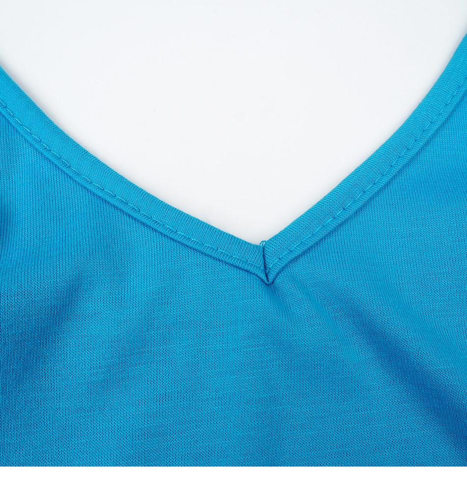 Solid color stitching V-neck fashion T blood