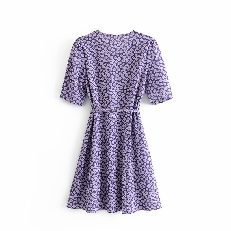 Idyllic floral floral wrap chest lace dress tea break skirt A-line skirt