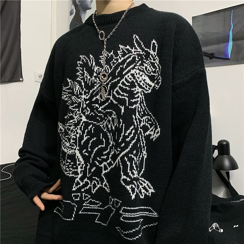 Title 4, Dinosaur jacquard loose thick sweater