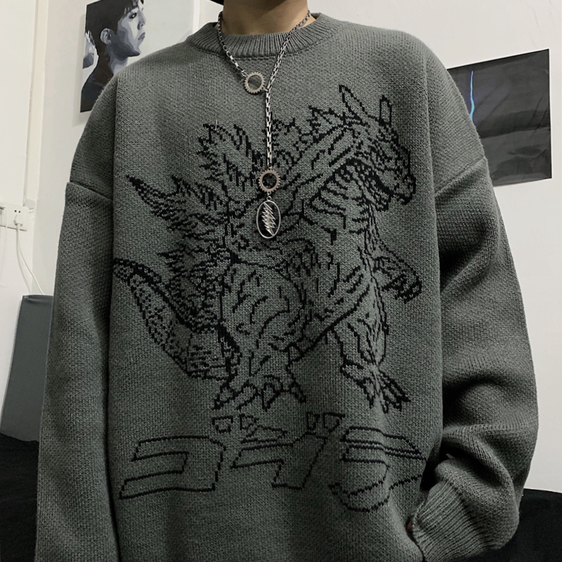 Title 5, Dinosaur jacquard loose thick sweater