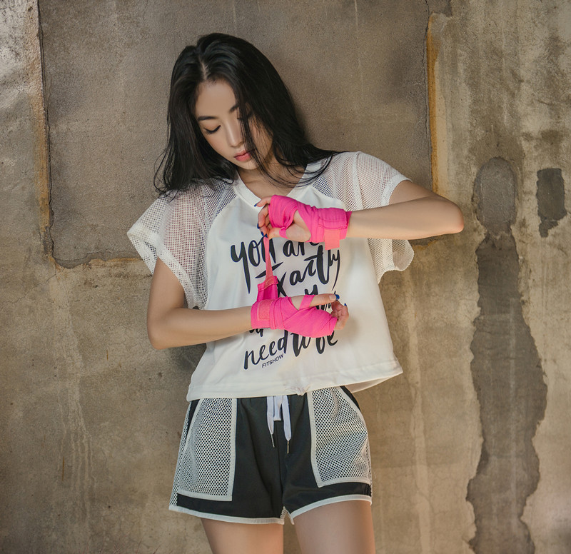 Hollow mesh yarn slim outdoor yoga clothing