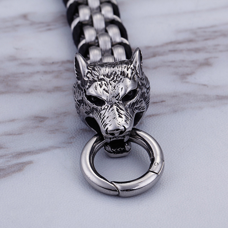 Double Wolf Head Bracelet