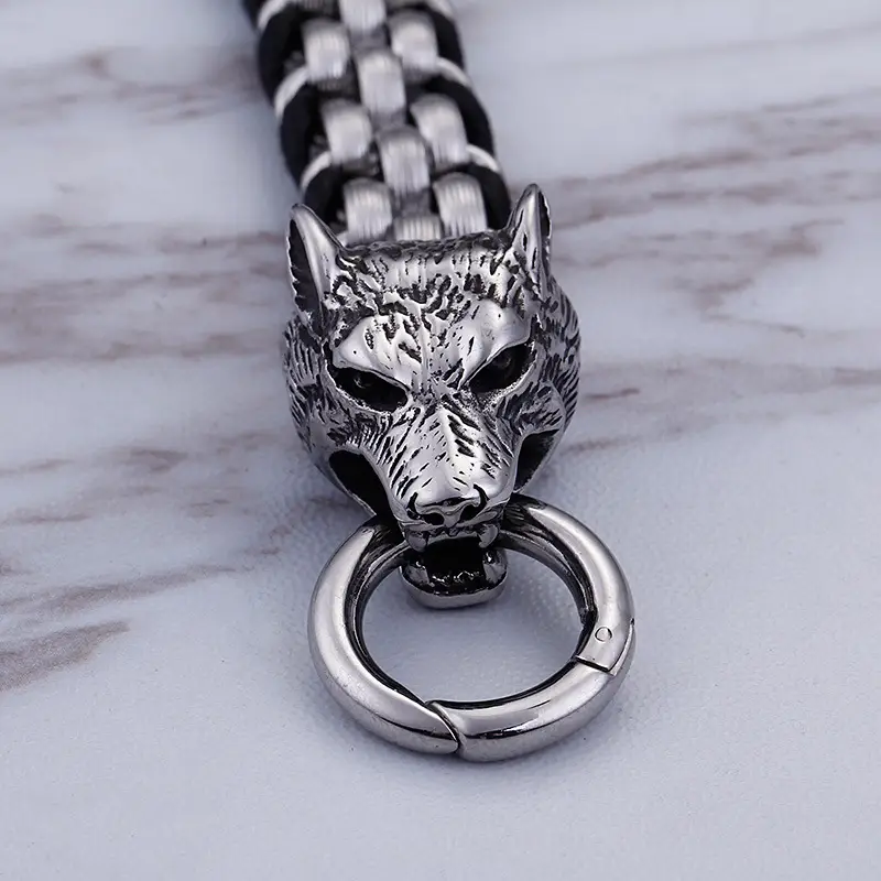 Double Wolf Head Bracelet