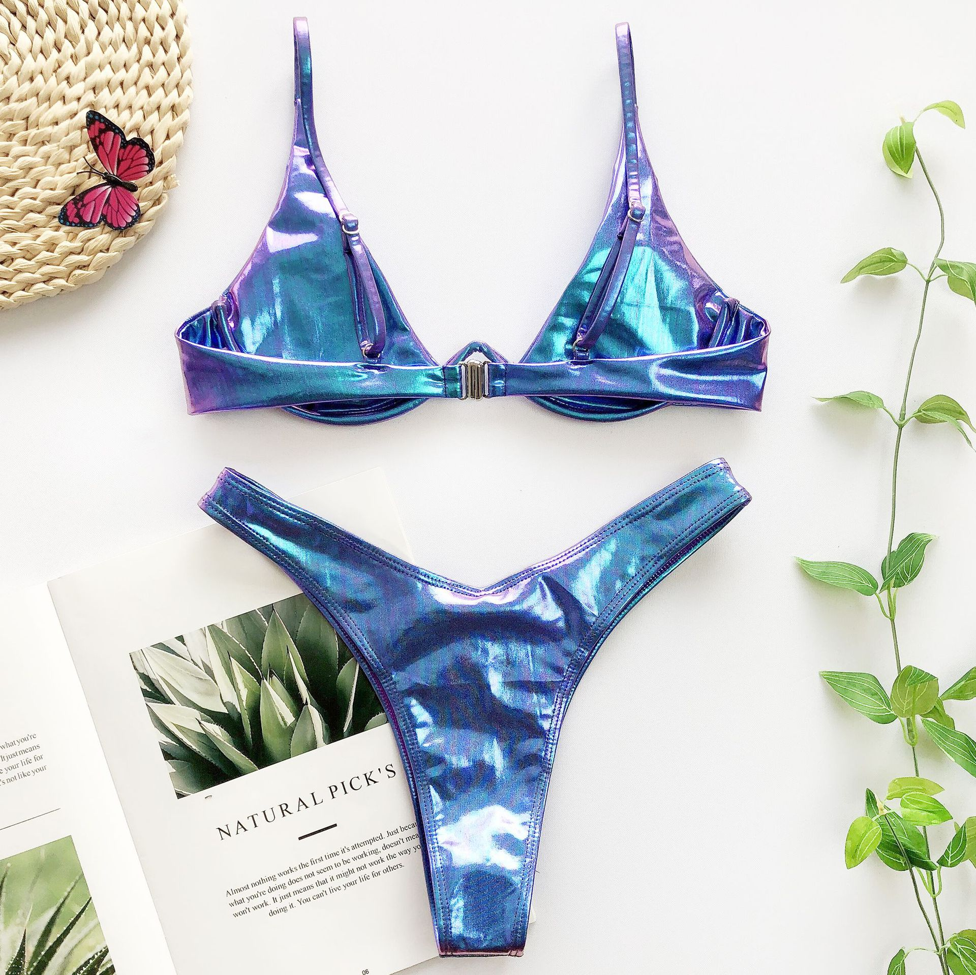 Serpentine glitter steel underpinning bikini triangle swimsuit - Image 3