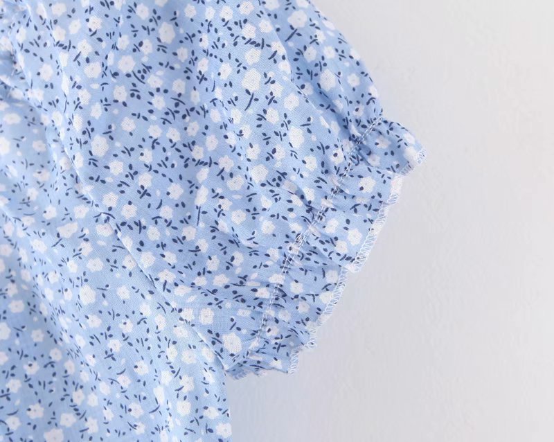 Women's cotton and linen blue flower suit