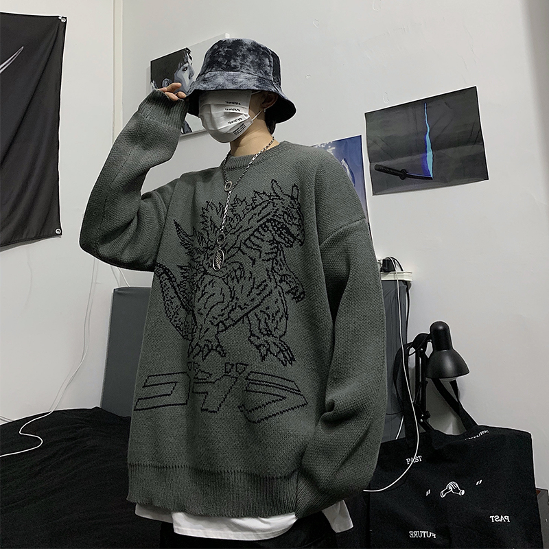 Title 2, Dinosaur jacquard loose thick sweater