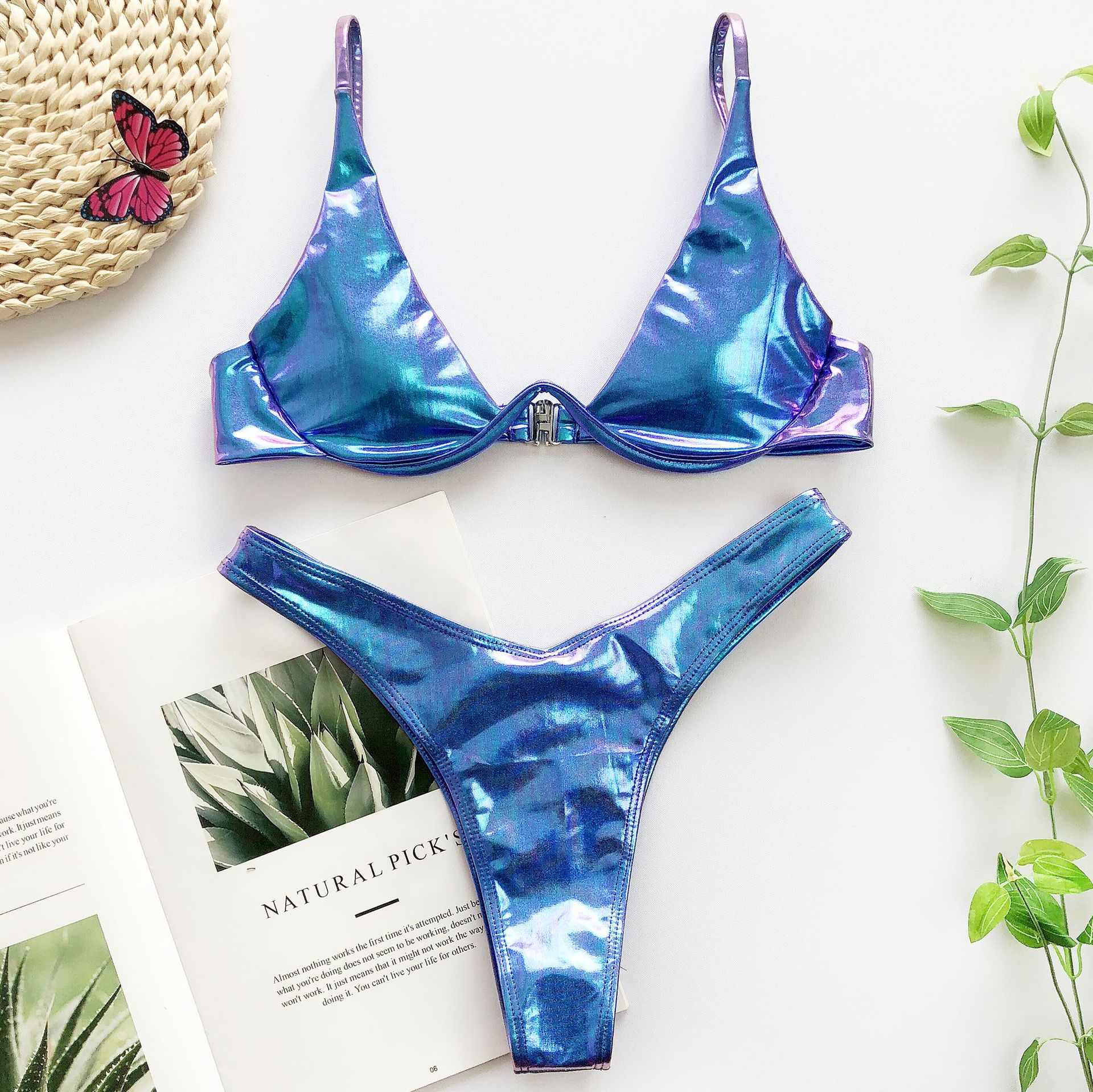 Serpentine glitter steel underpinning bikini triangle swimsuit - Image 7