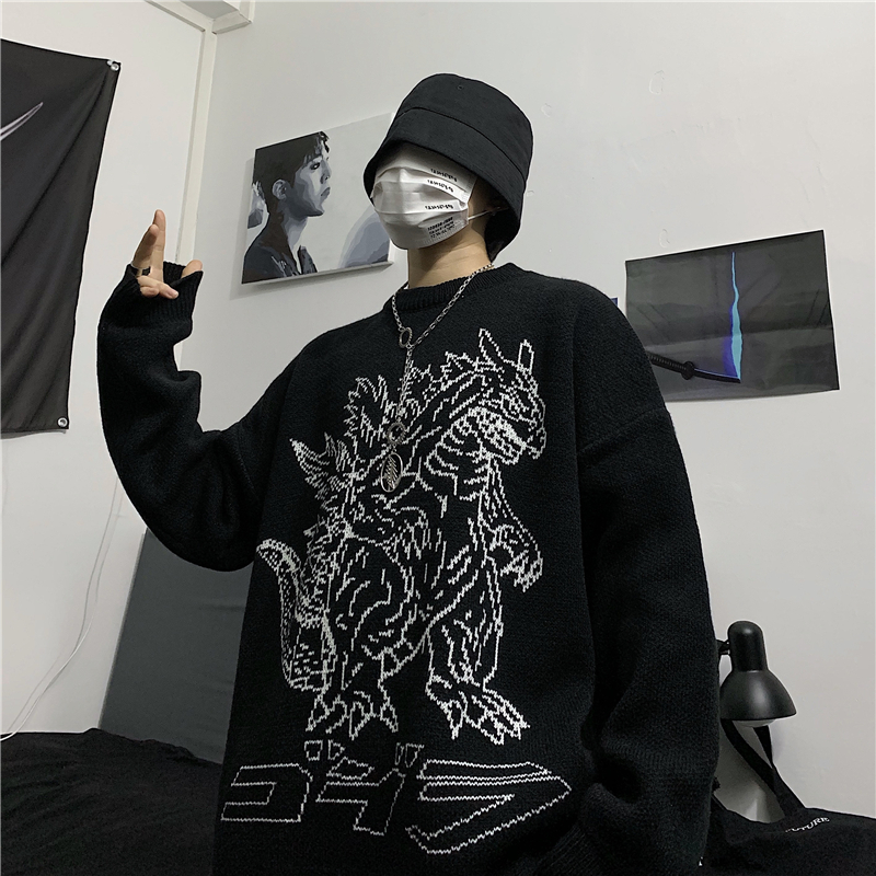 Title 1, Dinosaur jacquard loose thick sweater