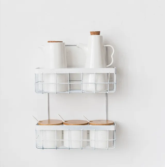 Double storage basket wall shelf artifact White - Shop at LoveMi
