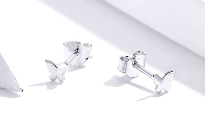 Sterling Silver Butterfly Stud Earrings, picture 3 of 4