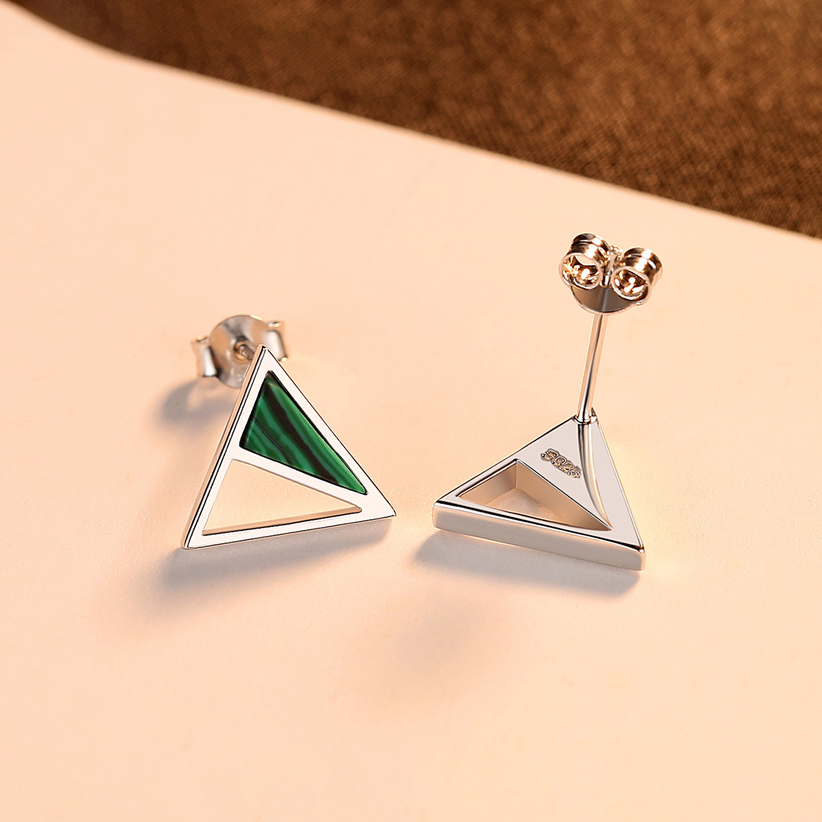 European and American Malachite Stud Earrings