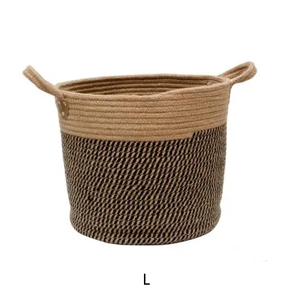 Cotton Linen Storage Laundry Basket - Brownish Black