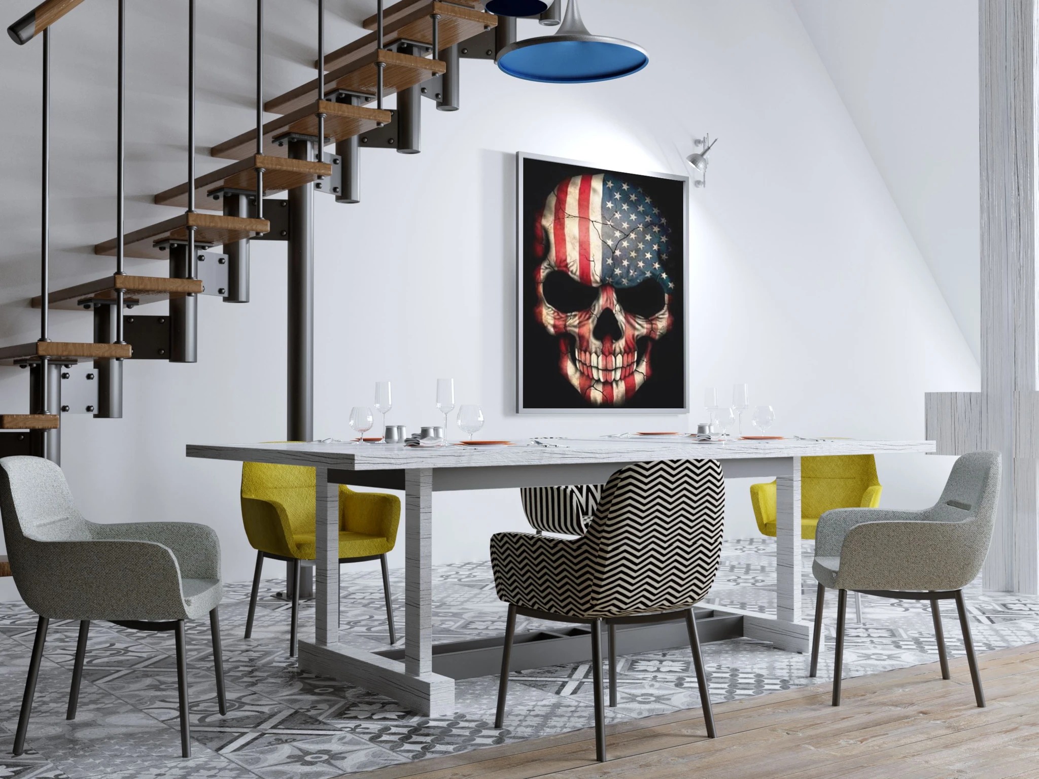 American skull diamond painting