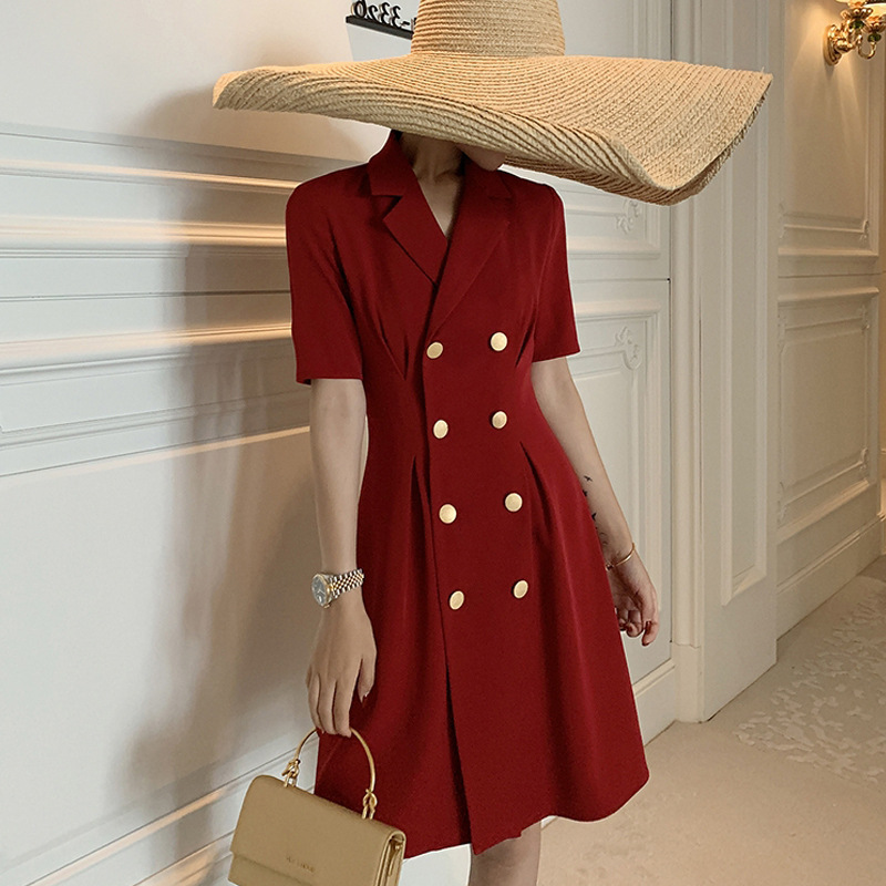 Woven double-breasted dress