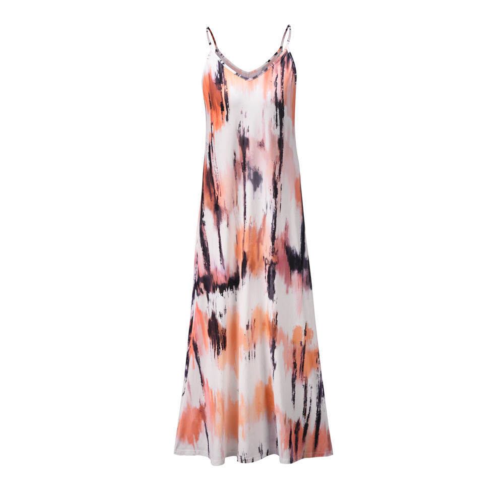 Printed tie-dye hanging loose dress