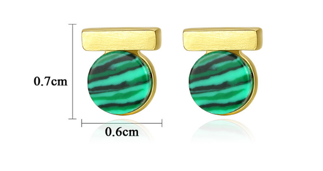 S925 Korean version of malachite earrings