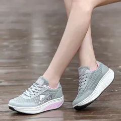 Mesh platform sneakers - Grey - View 1