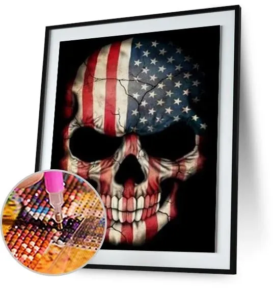 American skull diamond painting - Square