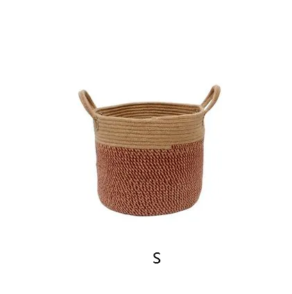 Cotton Linen Storage Laundry Basket - Brownish Red