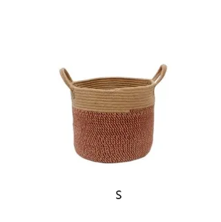 Cotton Linen Storage Laundry Basket - Brownish Red