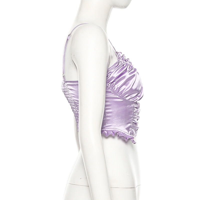 Pleated slim navel vest