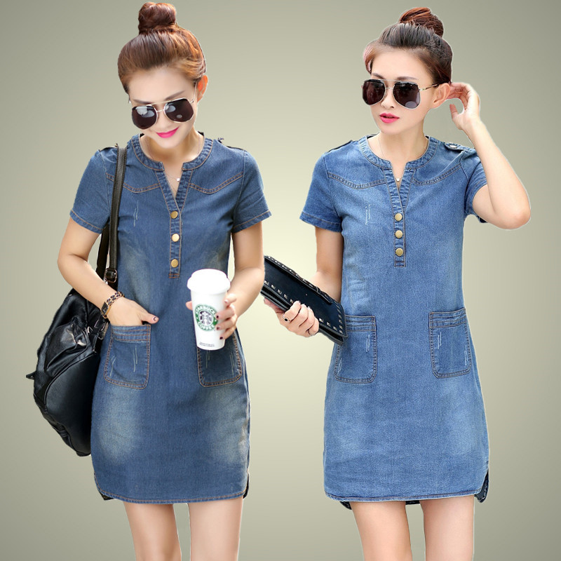 Loose denim dress