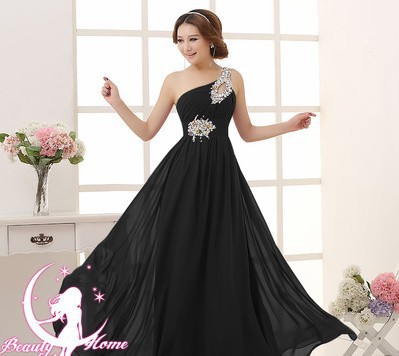 Evening dress one shoulder dinner banquet long banquet Black - Shop at LoveMi