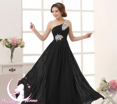 Evening dress one shoulder dinner banquet long banquet Black - Shop at LoveMi