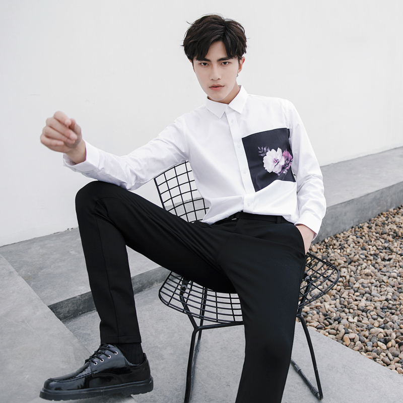 Floral Print Square Collar Long Sleeve Shirt