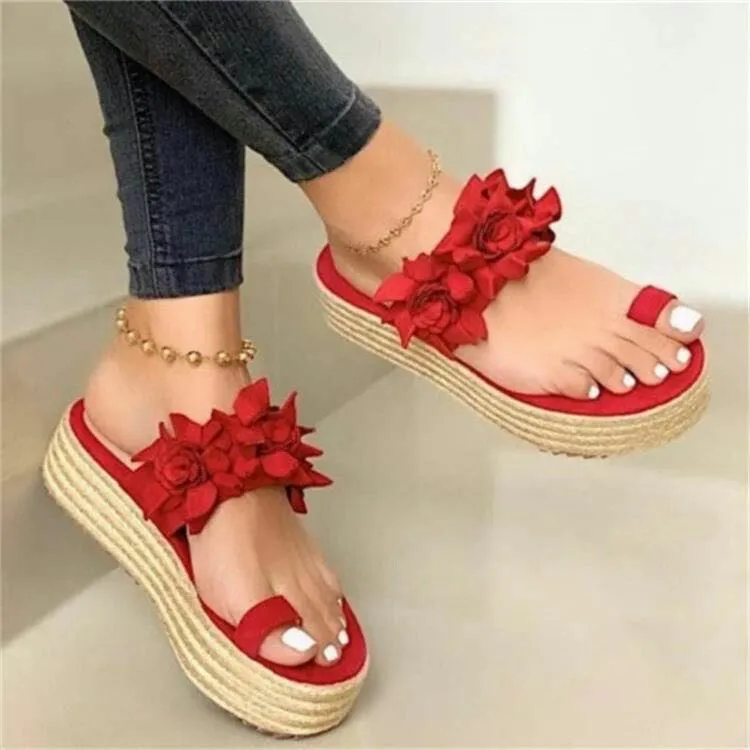 Sponge cake toe sandals and laces - Red