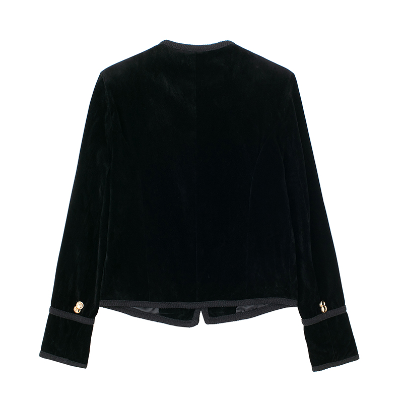 Double-breasted lapel velvet jacket