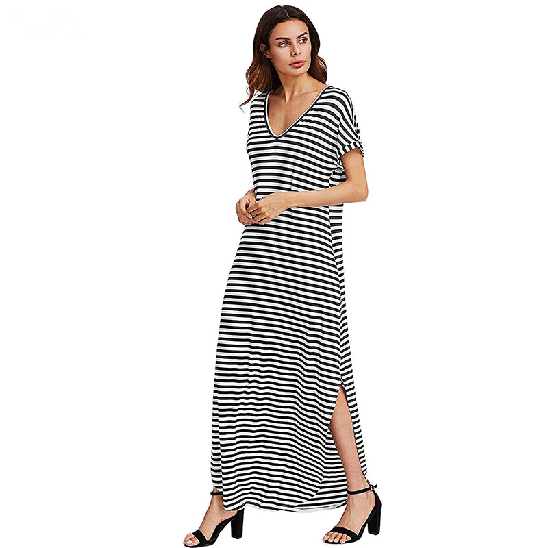 Striped V-neck dress
