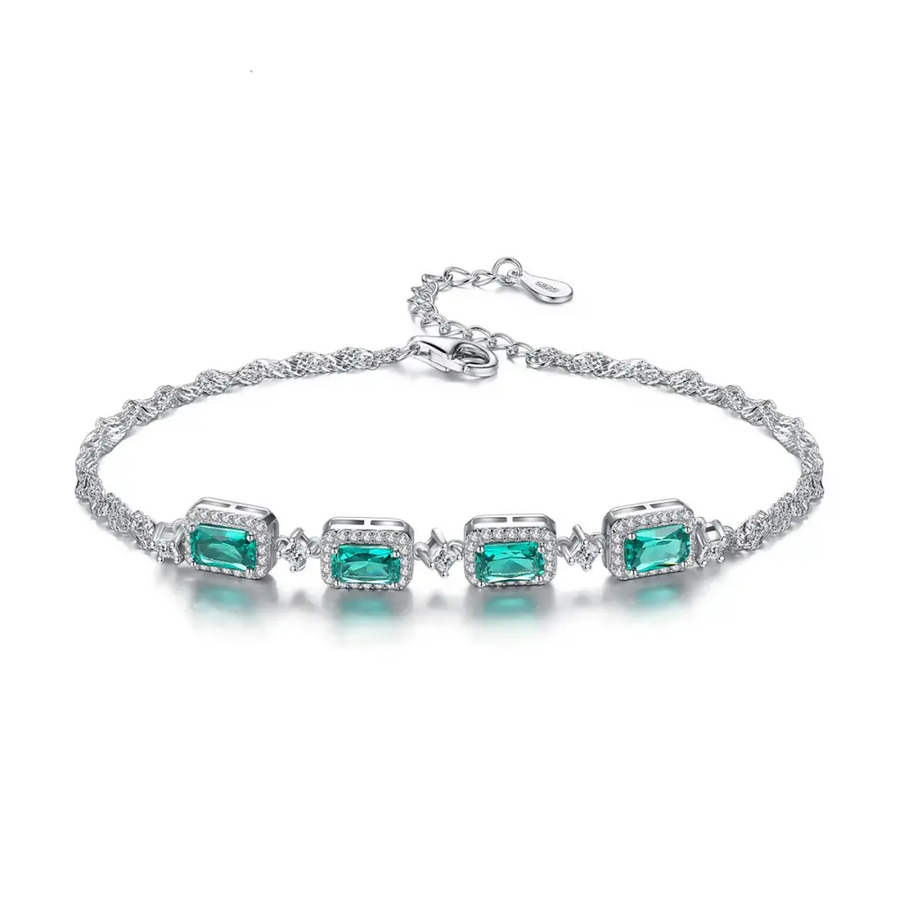 S925 Silver Fashion Emerald Ladies Bracelet Jewelry