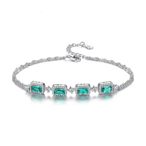 S925 Silver Fashion Emerald Ladies Bracelet Jewelry