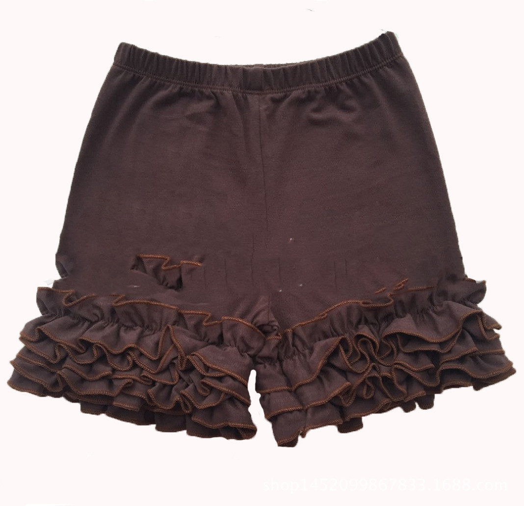 Girls' ruffled shorts in Brown