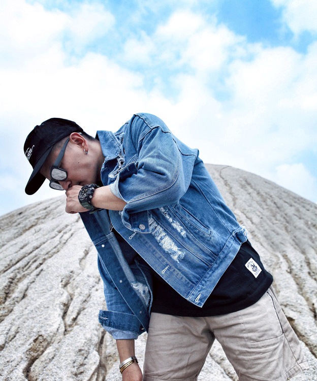 Autumn and winter men's street casual printed denim jacket