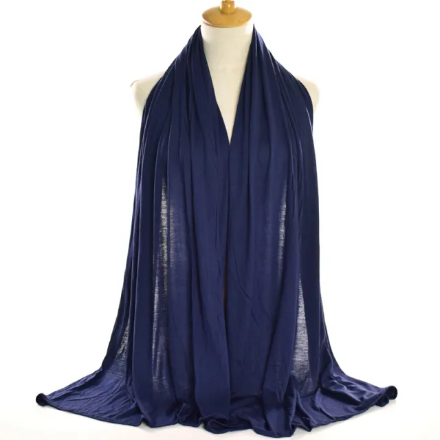 Monochrome mercerized cotton jersey scarf Navy Blue - Shop at LoveMi