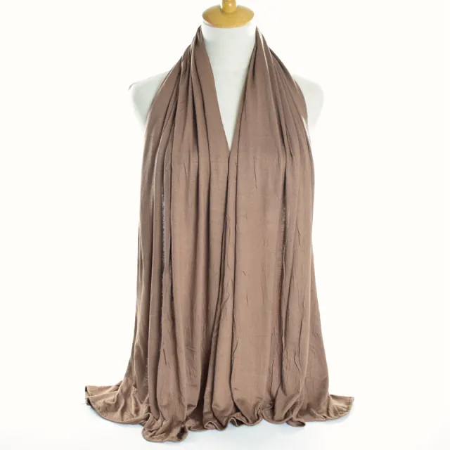 Monochrome mercerized cotton jersey scarf Khaki - Shop at LoveMi