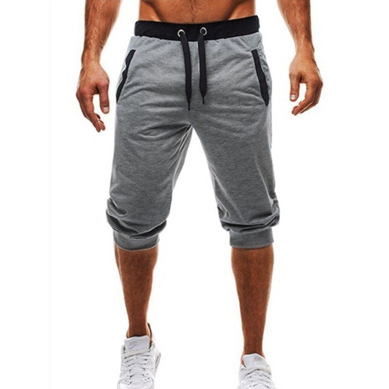 Colorblock fitness jogging five-point pants