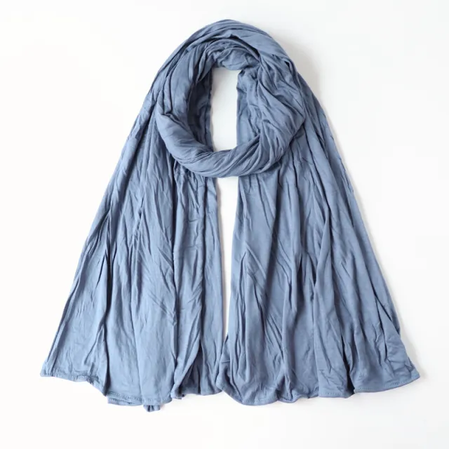 Monochrome mercerized cotton jersey scarf Denim Blue - Shop at LoveMi