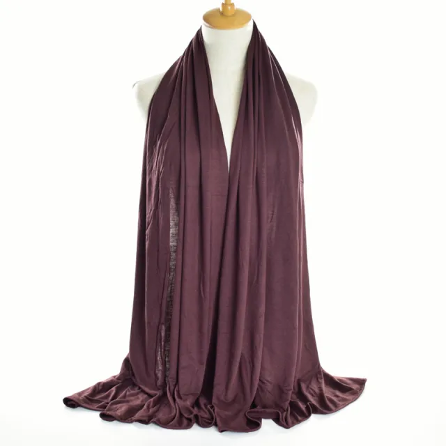 Monochrome mercerized cotton jersey scarf Coffee - Shop at LoveMi