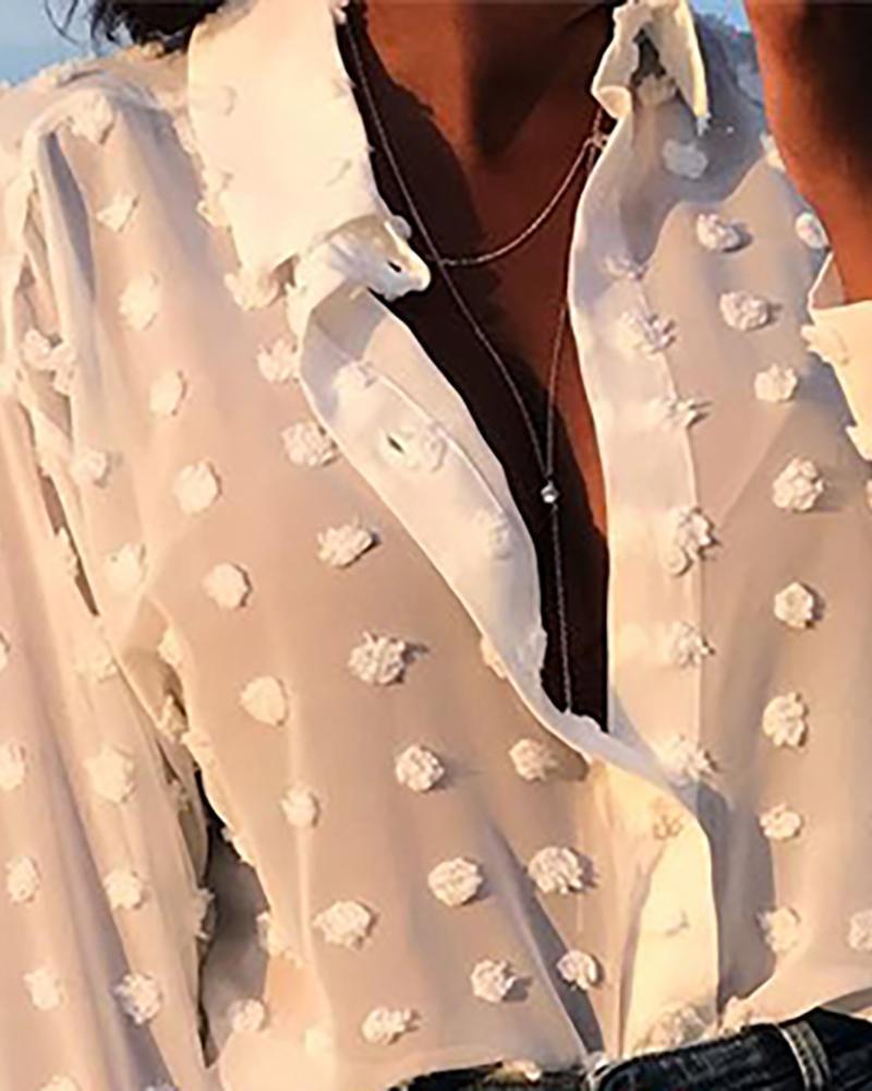 White Polka Dot Long Sleeve Shirt