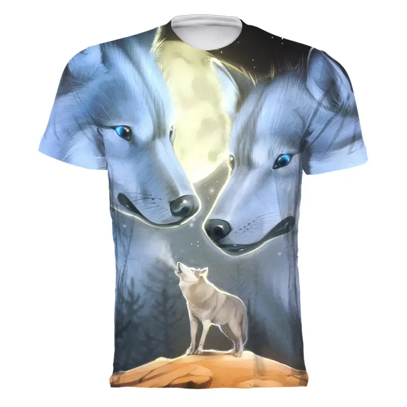 New digital 3D printed round neck T-shirt men's shirt