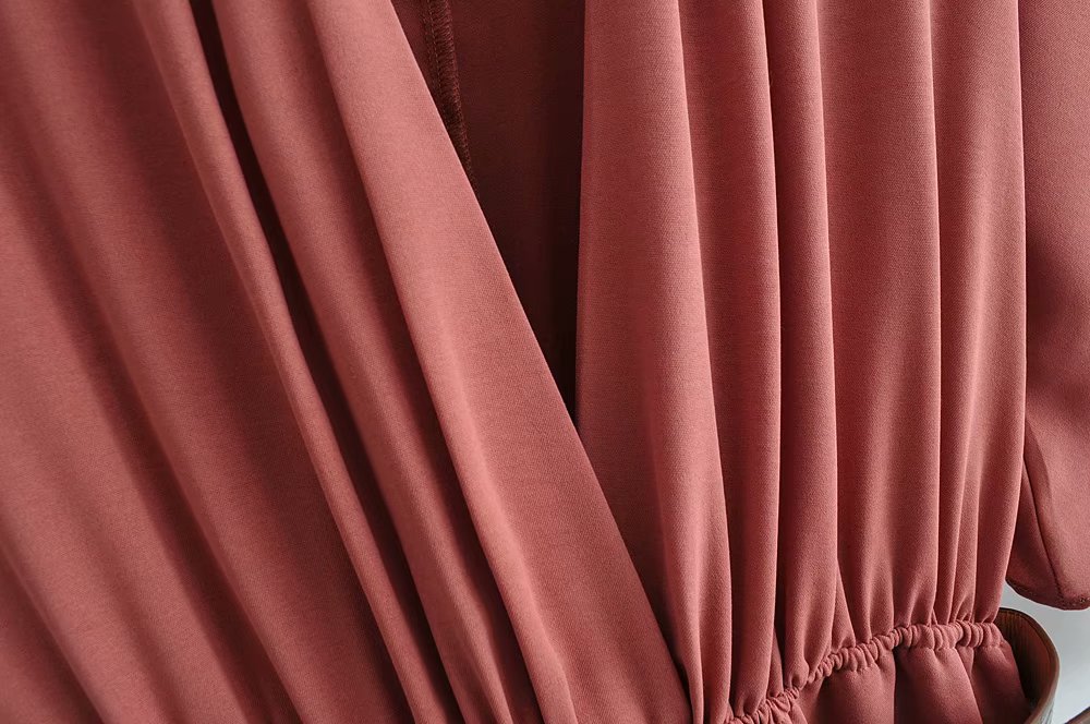 Stand collar short sleeve belt jumpsuit