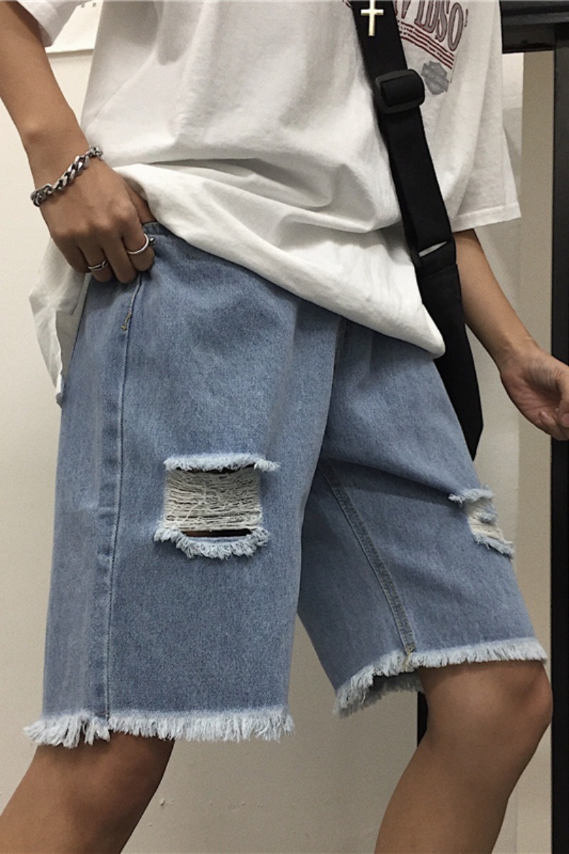 Ripped raw jeans Blue - Shop at LoveMi