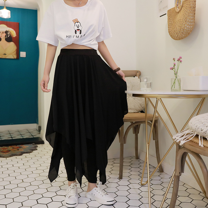 Chiffon stitching irregular skirt
