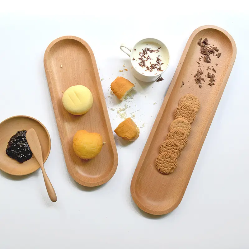 Fish plate solid wood dish plate long strip