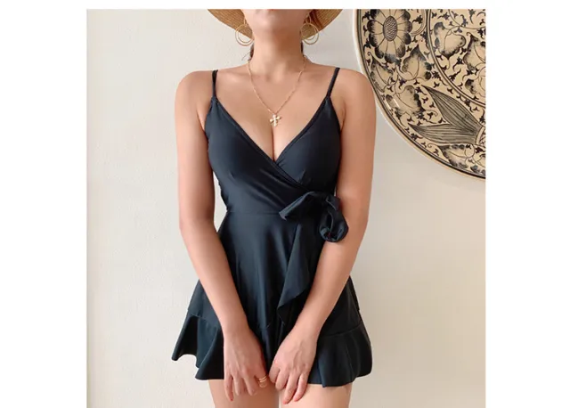 Female conservative student in hot spring bathing suit Black - Shop at LoveMi