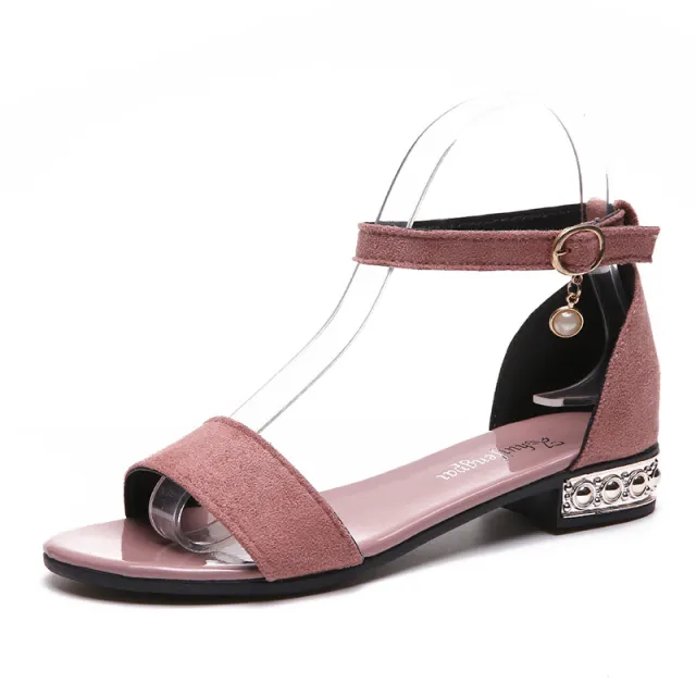 Korean round head flat bottom bag heel Pink - Shop at LoveMi