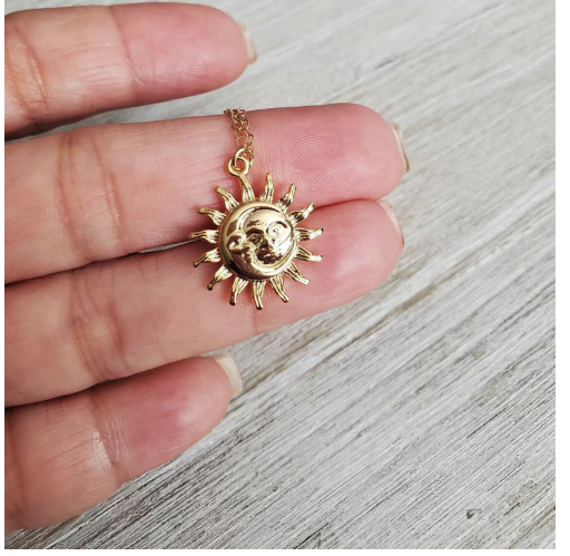 Retro trend golden sun pendant